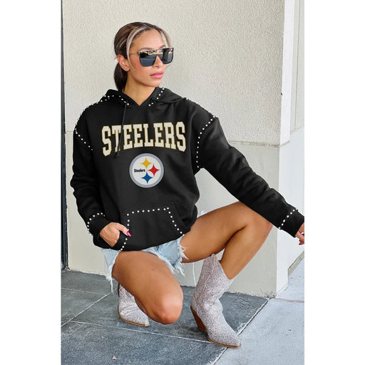 Pittsburgh Steelers Women’s Gameday Couture Studded Catch the Vibe Pullover Hoodie