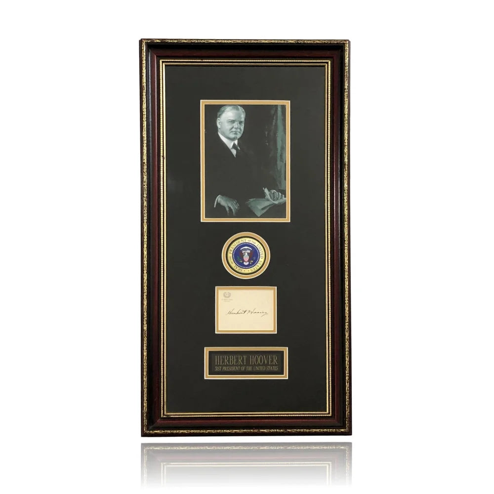 President Herbert Hoover Signed Cut Framed Collage JSA Autograph Photo USA