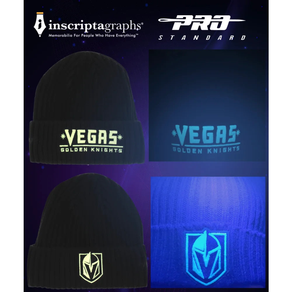 Pro Standard Vegas Golden Knights Glow in the Dark Knit Box Set Black Beanie - Limited to 50