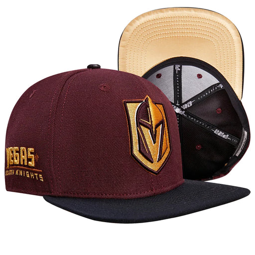 Pro Standard Vegas Golden Knights Two Tone Burgundy Gold Wool Snapback Hat NHL