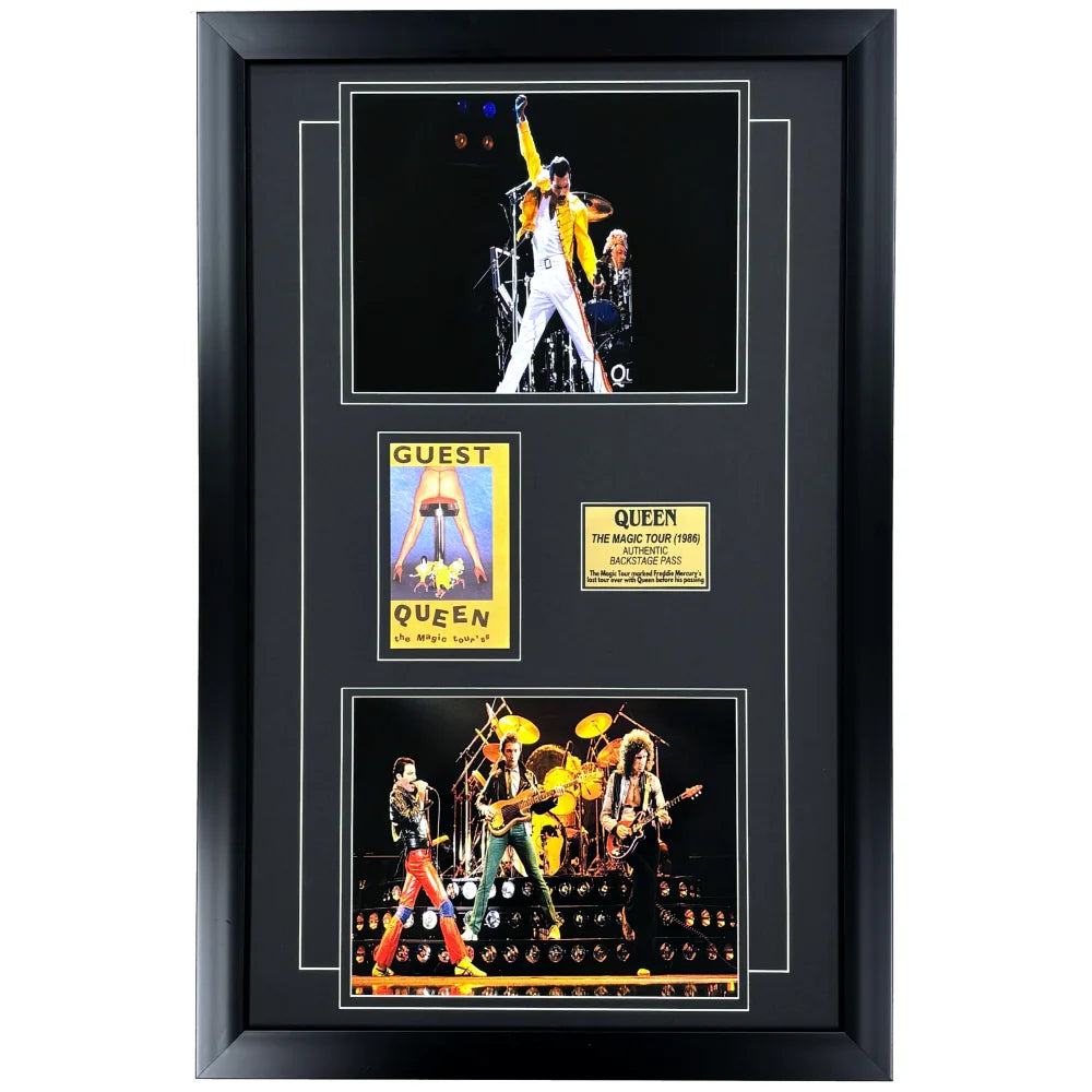 Queen Freddie Mercury Last Final Tour Backstage Pass Framed 1986 Magic Collage