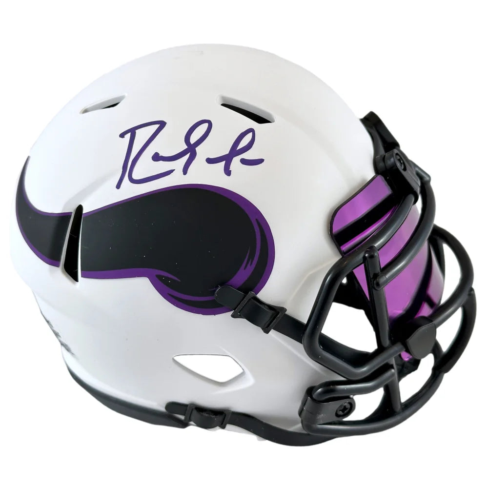 Randy Moss Signed Minnesota Vikings Lunar Eclipse White Mini Helmet BAS COA Autographed