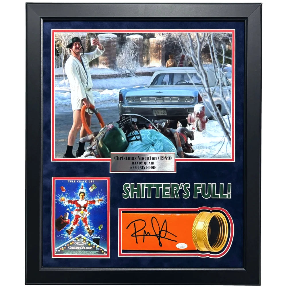 Randy Quaid Signed Christmas Vacation ’Shitters Full’ Hose Framed JSA COA Photo Autographed Movie