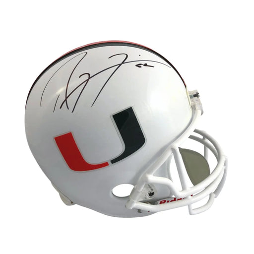 Ray Lewis Signed U. Miami Hurricanes Full Size White Helmet JSA COA Autograph