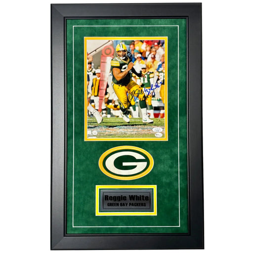 Reggie White Autographed Green Bay Packers 8x10 Photo Collage Framed JSA COA