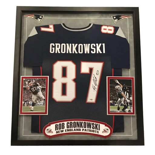 Rob Gronkowski Signed Patriots Framed Jersey COA FOD Autographed Tom Brady Gronk