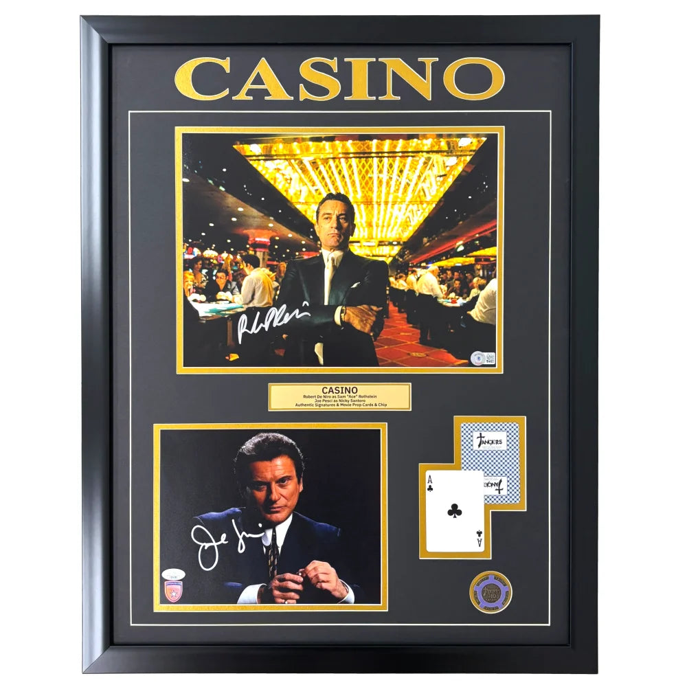 Robert De Niro Joe Pesci Signed Casino 11x14 8x10 Photo Framed Tangiers Chip JSA Beckett