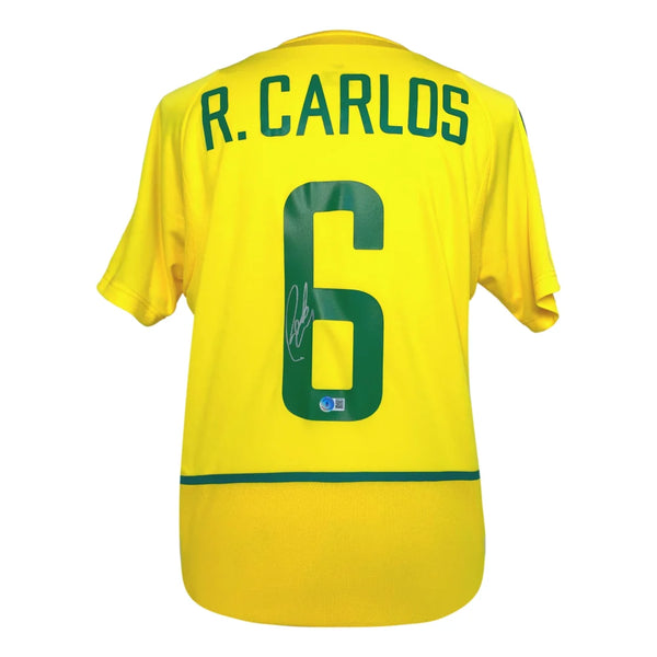 Roberto Carlos Autographed Brazil Soccer Jersey Bas Coa Signed