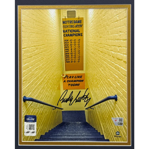 Rudy Ruettiger Autographed Notre Dame 8x10 Photo Framed Signed Fanatics COA Movie