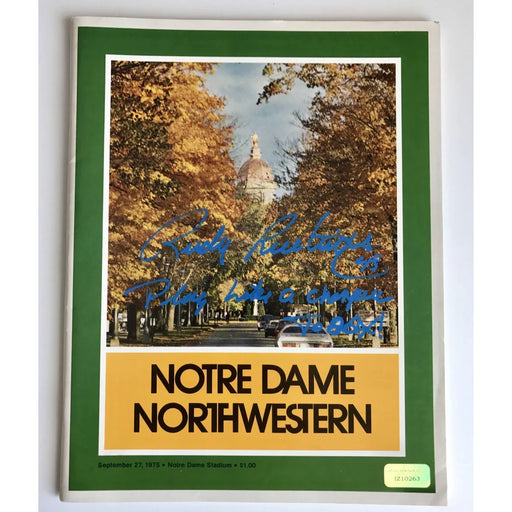 Rudy Ruettiger Signed 1975 Notre Dame Program Inscribed COA Inscriptagraphs Nw