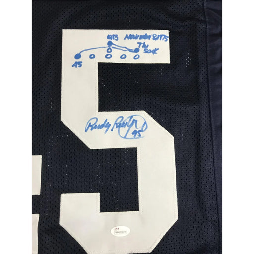 Rudy Ruettiger Signed Notre Dame Jersey W/ Hand Drawn ’Sack Play’ JSA COA