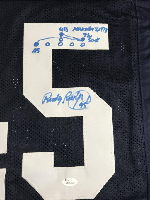 Rudy Ruettiger Signed Notre Dame Jersey W/ Hand Drawn Sack Play JSA COA