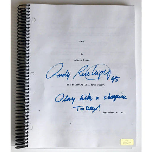 Rudy Ruettiger Signed ’Rudy’ Movie Script COA Inscriptagraphs Sean Astin