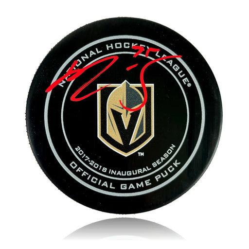 Ryan Reaves Signed Vegas Golden Knights 2017 1st Season Authentic Puck COA Red Autograph