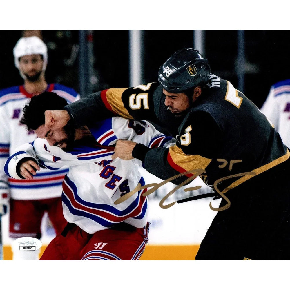 Ryan Reaves Signed Vegas Golden Knights 8x10 Photo vs Adam McQuaid Fight JSA COA Auto #2