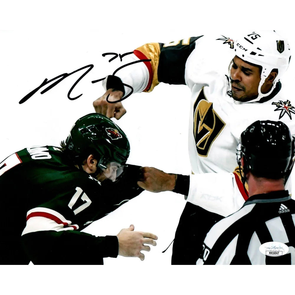 Ryan Reaves Signed Vegas Golden Knights 8x10 Photo vs Marcus Foligno Fight JSA COA Auto Wild