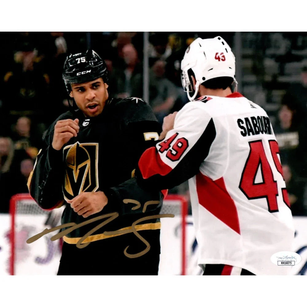 Ryan Reaves Signed Vegas Golden Knights 8x10 Photo vs Sabourin Fight JSA COA Auto