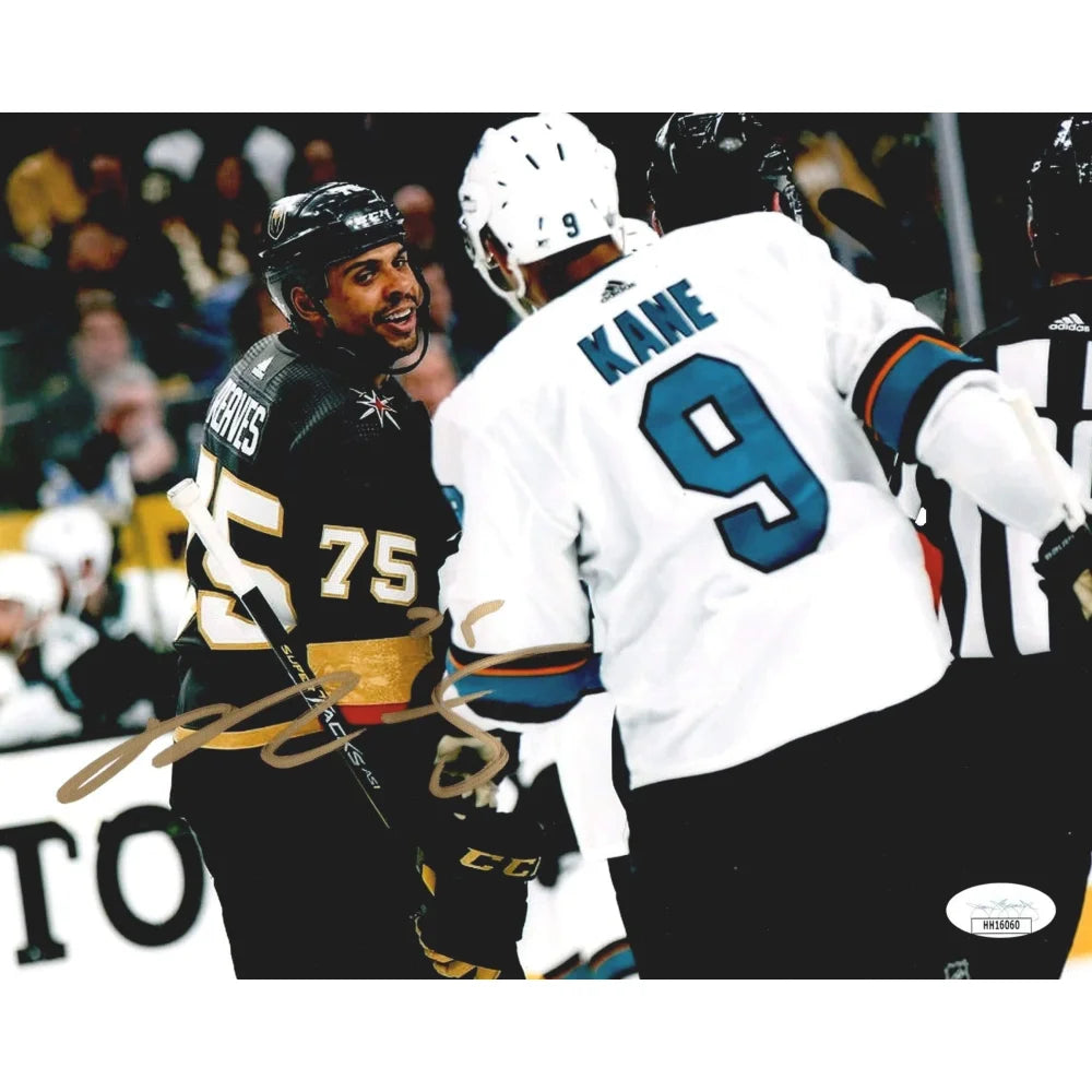 Ryan Reaves Signed Vegas Golden Knights 8x10 Photo w/ Evander Kane Sharks JSA COA Auto