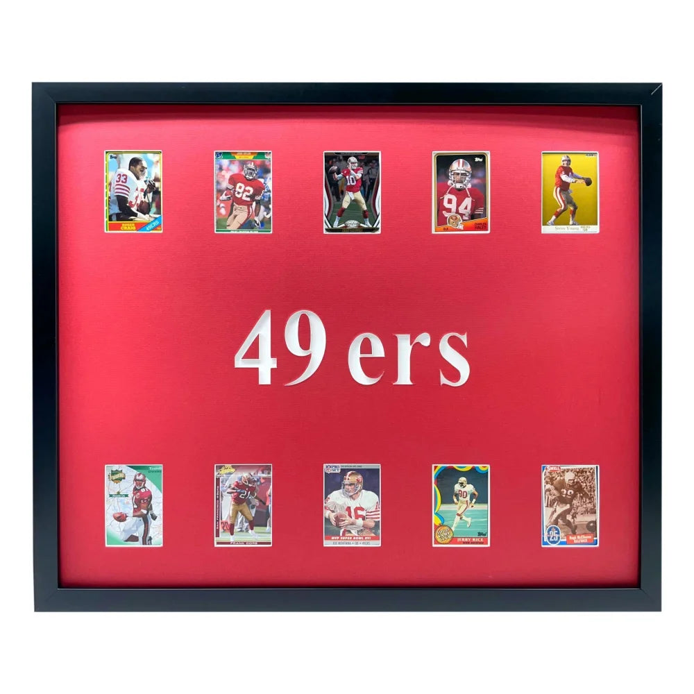 San Francisco 49ers Framed 10 Football Card Collage Lot Montana Rice Young Craig