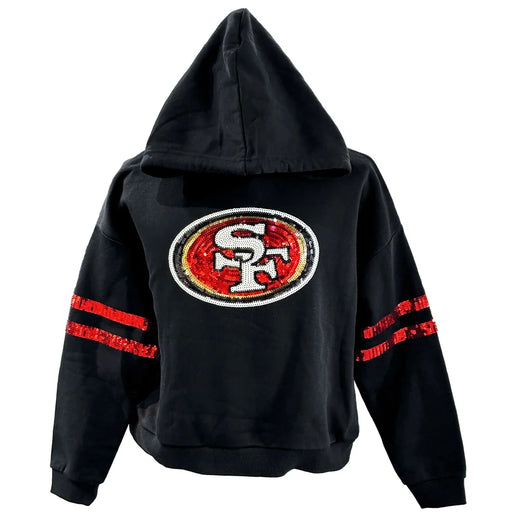 San Francisco 49ers Women’s Cuce Sequin Cropped Pullover Hoodie