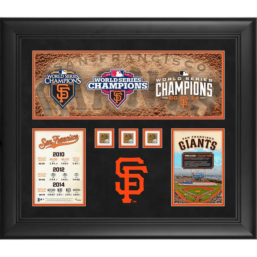 San Francisco Giants Game Used Dirt World Series 2010 2012 2014 Framed Champions Collage