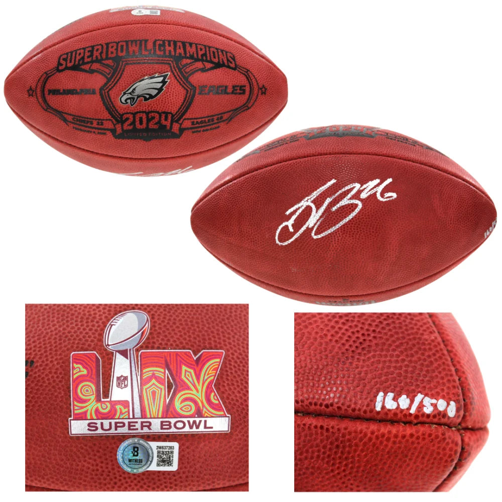 Saquon Barkley Signed Eagles Super Bowl LIX Champions Official Duke Football #D/500 Etched