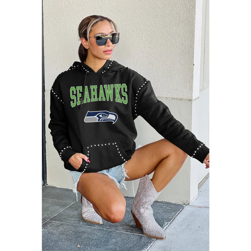 Seattle Seahawks Women’s Gameday Couture Studded Catch the Vibe Pullover Hoodie