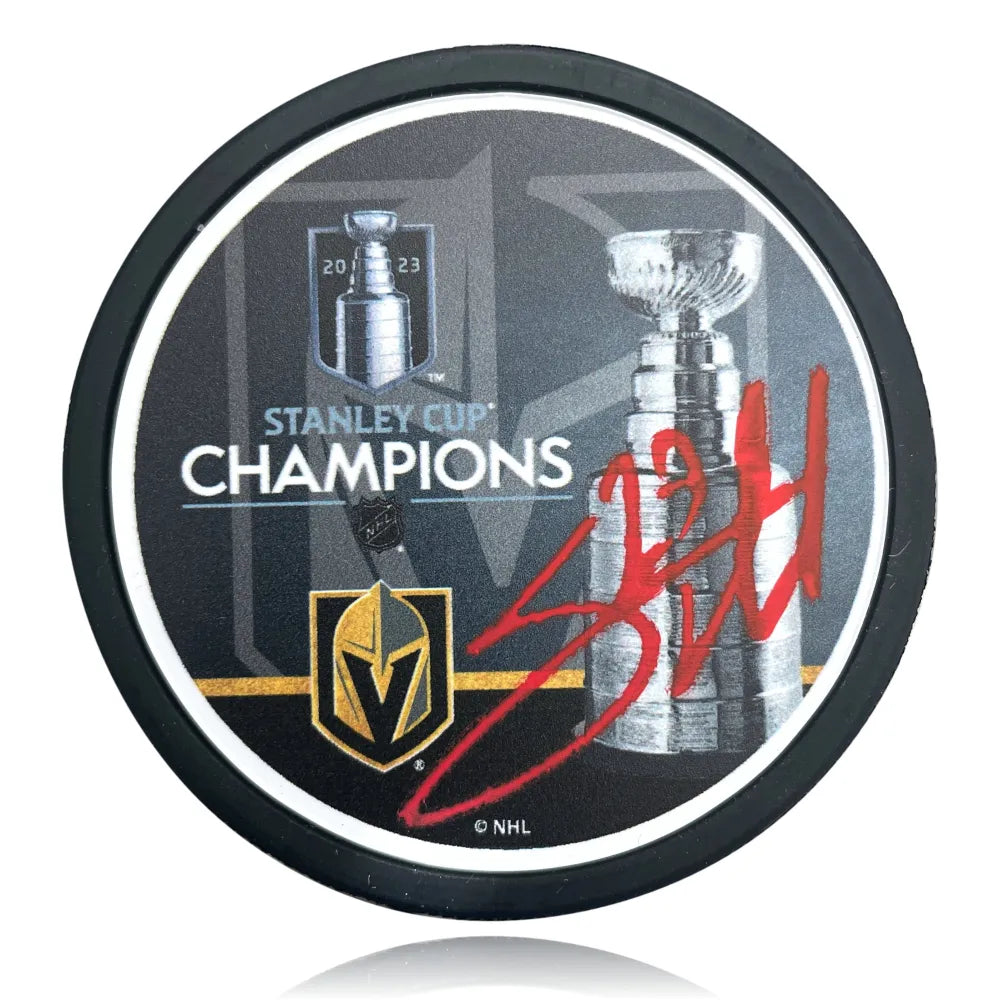 Shea Theodore Autographed Stanley Cup Vegas Golden Knights Hockey Puck COA IGM