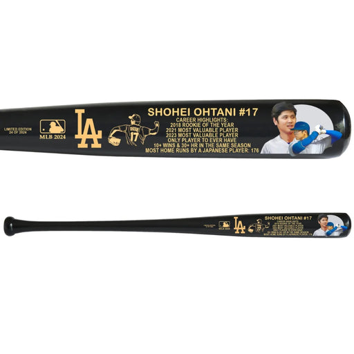 Shohei Ohtani Career Highlights Los Angeles Dodgers Black Maple Bat - Unsigned