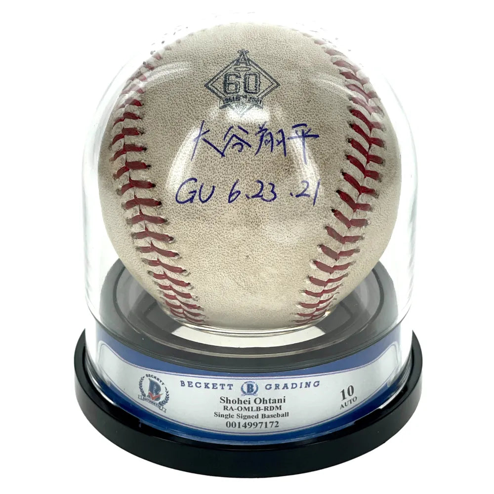 Shohei Ohtani Kanji Autographed Game Used Baseball BAS 10 MLB COA