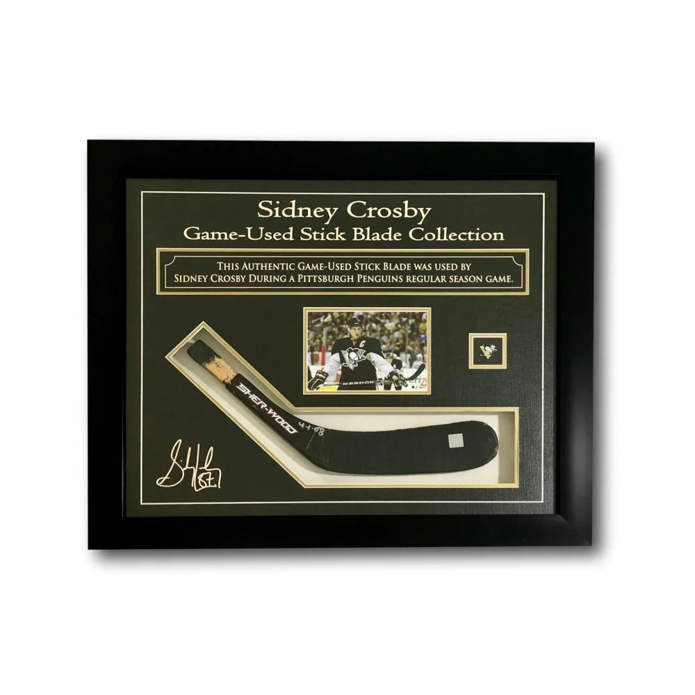 Sidney Crosby Game Used Hockey Stick Blade Framed COA Frameworth Penguins Pittsburgh