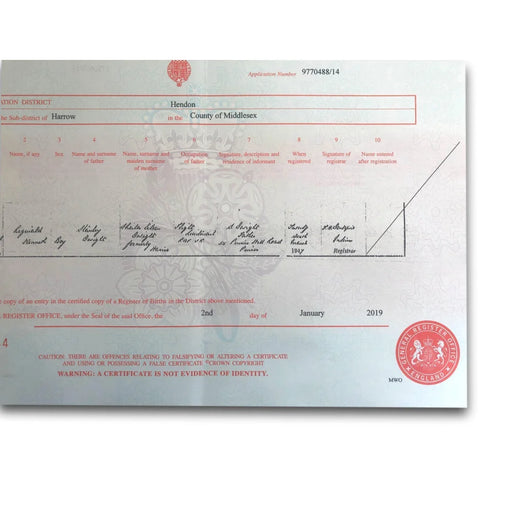 Sir Elton John Certified UK Birth Certificate Copy Authentic Un Signed Rocketman