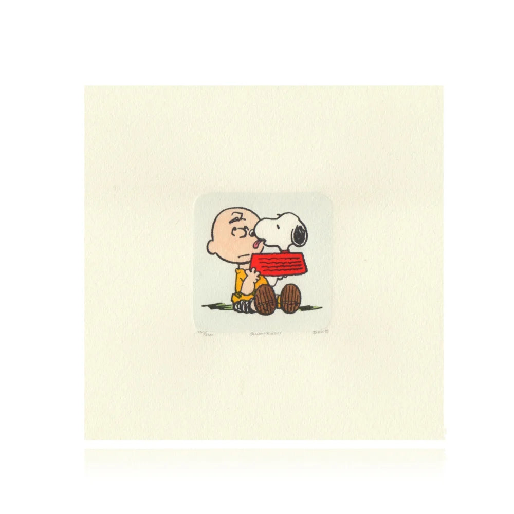 Snoopy & Charlie Brown Artwork Sowa Reiser #D/500 Hand Painted Schulz Peanuts Licking