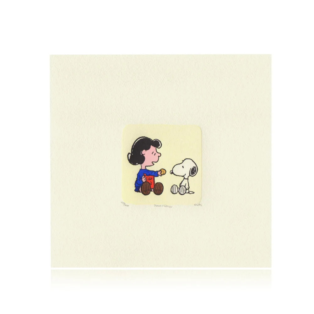 Snoopy & Lucy Artwork Sowa Reiser #D/500 Hand Painted Schulz Peanuts Cookie