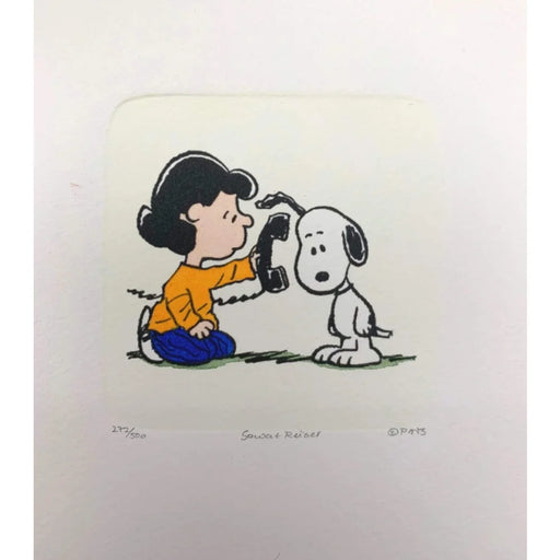 Snoopy & Lucy Artwork Sowa Reiser #D/500 Hand Painted Schulz Peanuts Phone