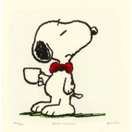 Snoopy Peanuts Sowa & Reiser #D/500 Hand Painted Cartoon Etching Art Nice Cuppa Joe