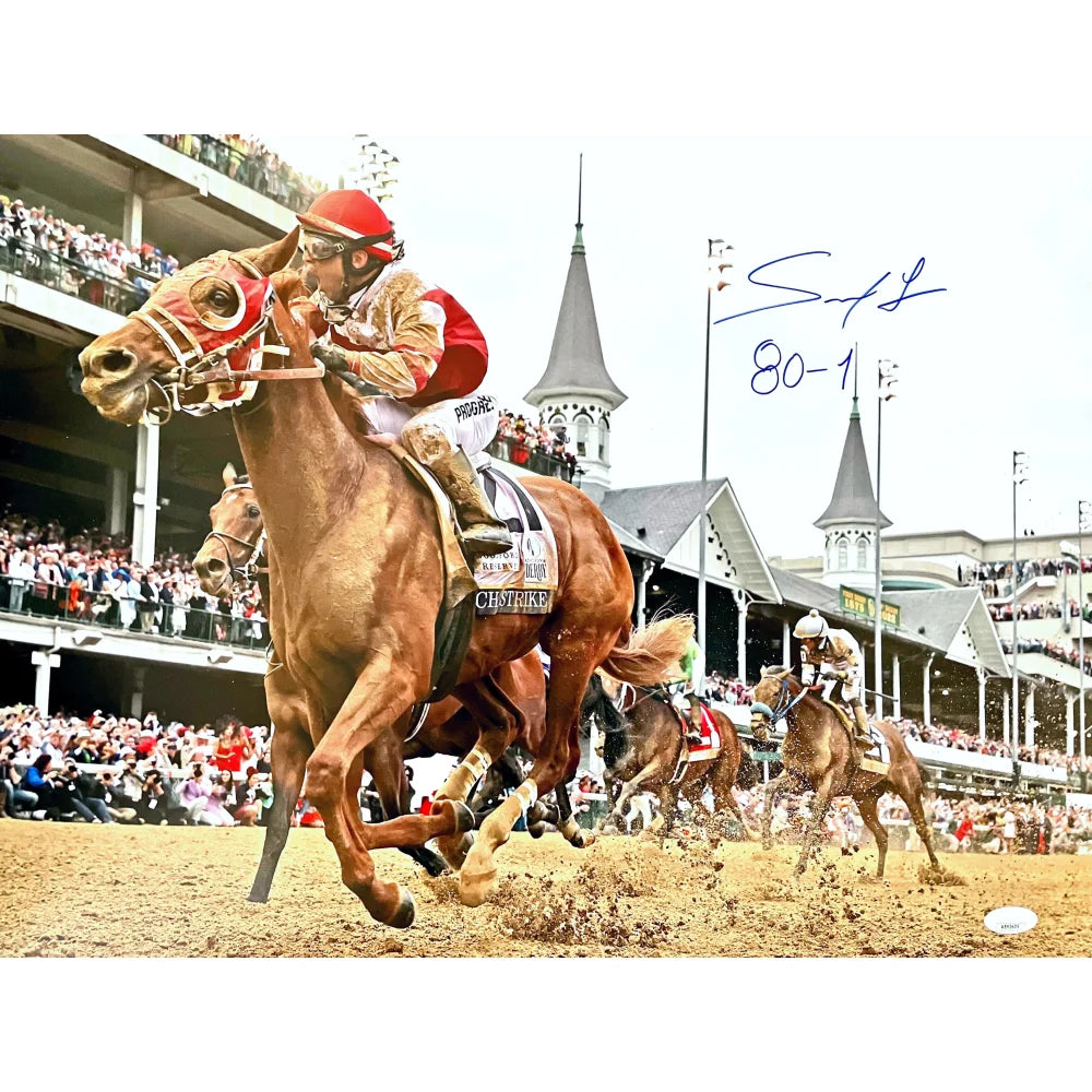 Sonny Leon Signed Rich Strike 16x20 Photo Inscribed ’80/1’’ Odds JSA COA Kentucky Derby Autograph