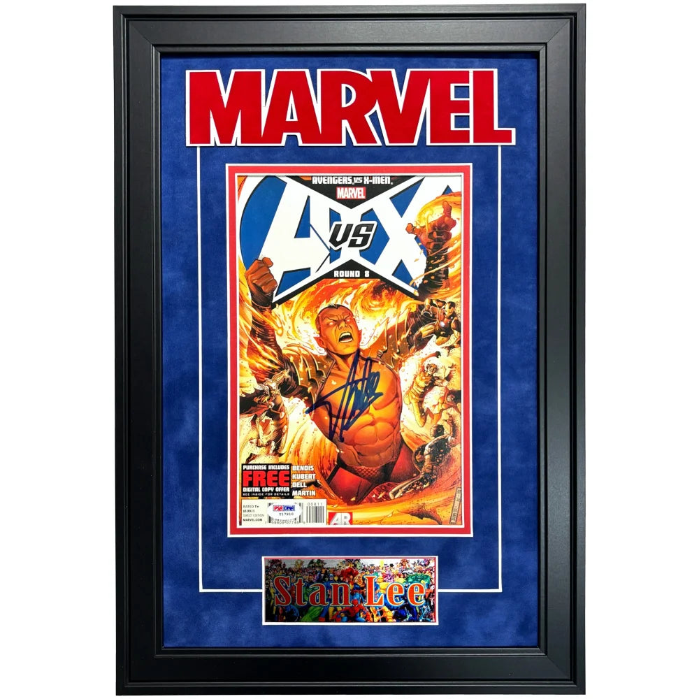 Stan Lee Autographed Avengers vs. X-Men Comic Book Framed PSA/DNA COA Signed