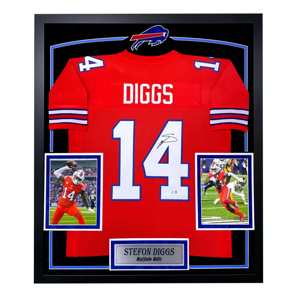 Stefon Diggs Autographed Buffalo Bills Red Jersey Framed BAS Signed Memorabilia