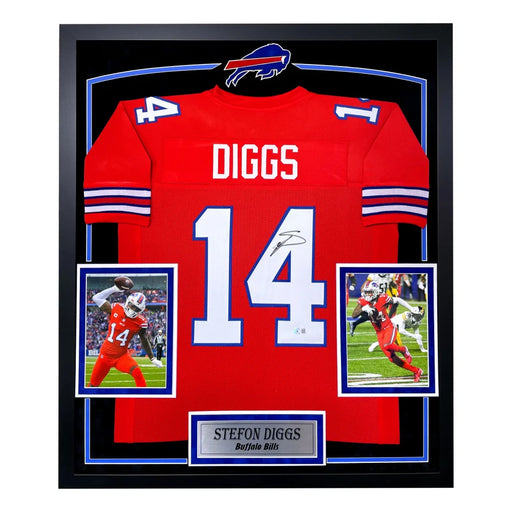 Stefon Diggs Autographed Buffalo Bills Red Jersey Framed BAS Signed Memorabilia