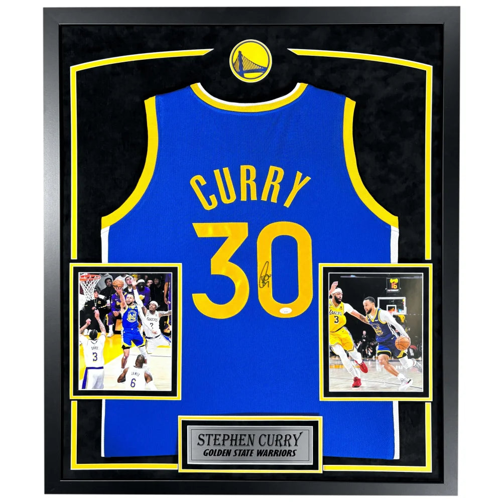 Stephen Curry Autographed Golden State Warriors Jersey Framed JSA Signed Steph