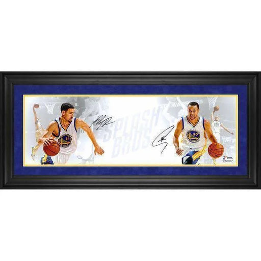 Stephen Curry / Klay Thompson Signed 10X30 Pano Framed COA Fanatics Autograph