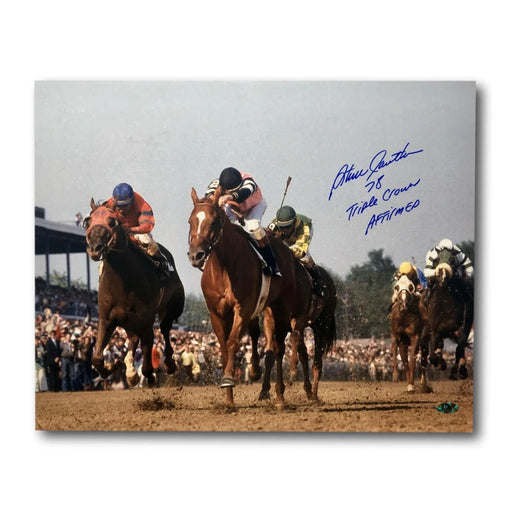 Steve Cauthen Signed 16X20 Affirmed Triple Crown Winner COA Mab Autograph Horse Racing