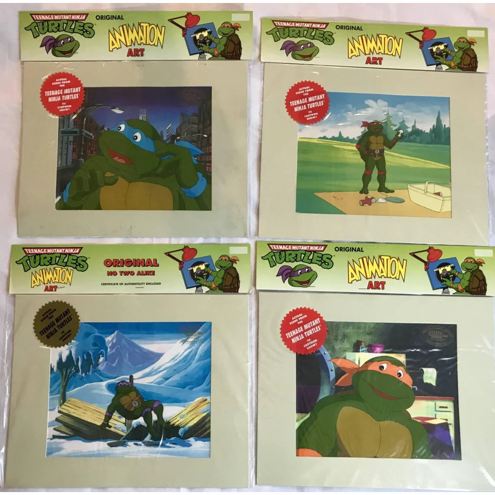 Teenage Mutant Ninja Turtles Hand Painted Animation Cel Lot Leonardo Donatello