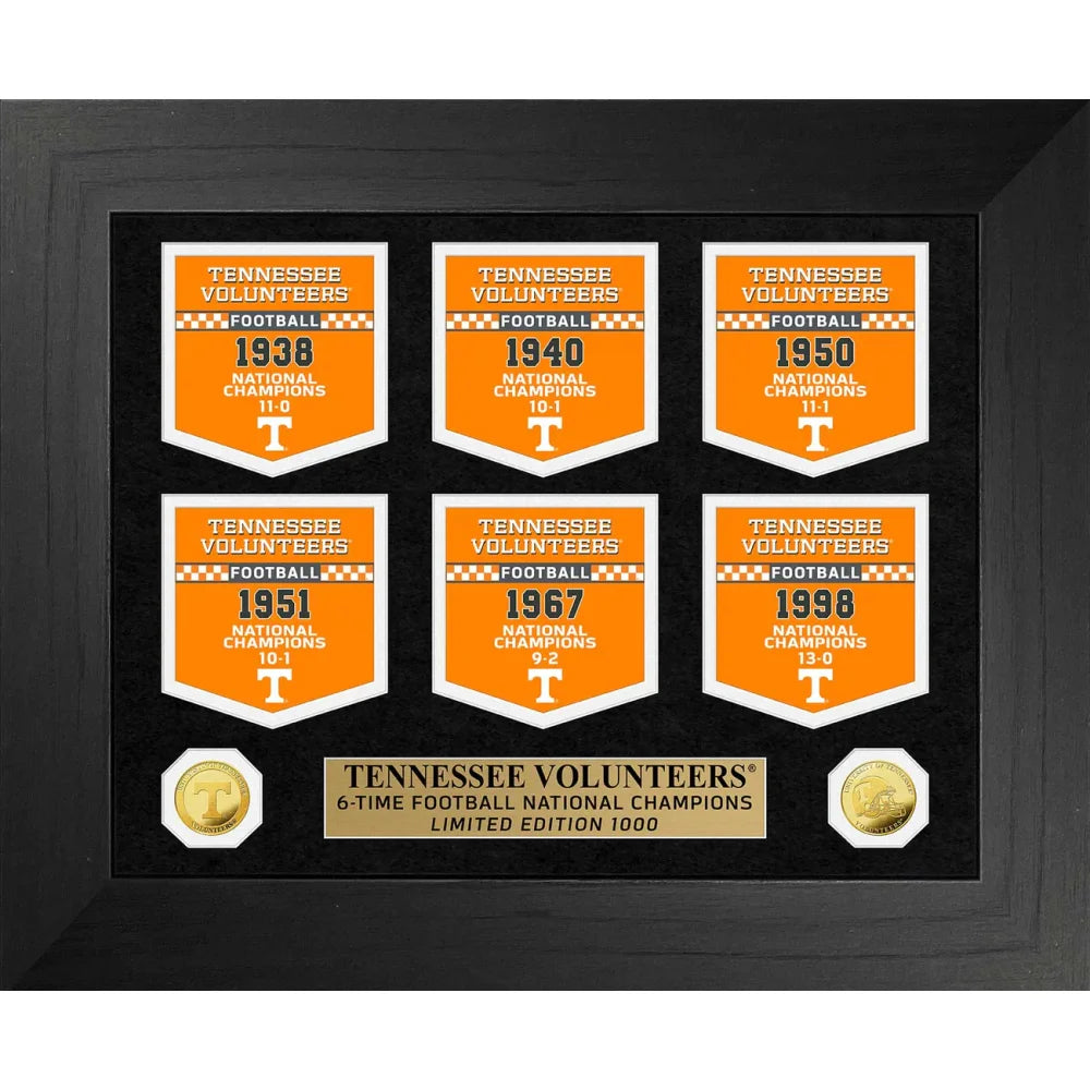 Tennessee Volunteers NCAA Football National Championship Banner / Gold Coin Framed Collage