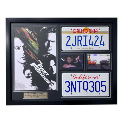 ’The Fast & The Furious’ Paul Walker Vin Diesel Double Movie Car License Plate Framed Collage