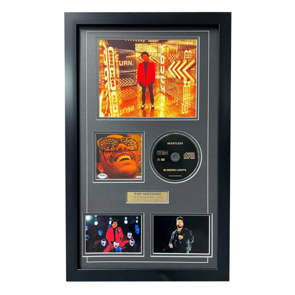 The Weeknd Signed Blinding Lights CD Album Framed Collage PSA/DNA COA Autograph