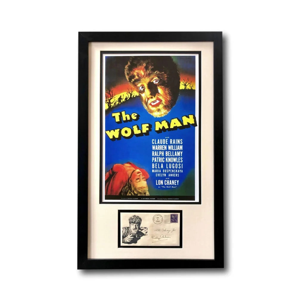 ’The Wolf Man’ Chaney Ankers Framed Collage W/ Facs Autograph COA