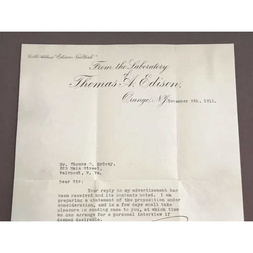 Thomas A. Edison Hand Signed Letter Framed Collage JSA COA Autograph Inventor