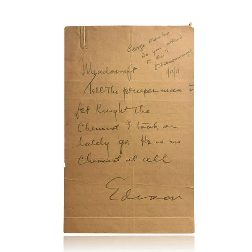 Thomas Edison Hand Written Signed & Framed Letter JSA COA Autograph Cut Check